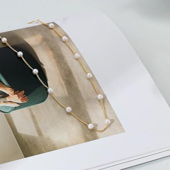 Neiman Marcus 14k Gold Plated Satellite Pearl Necklace - Picture 4 of 4